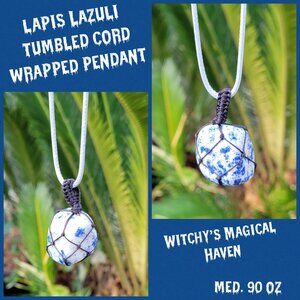 Lapis Lazuli Tumbled Gemstone Corded Pendant